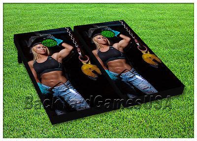 VINYL WRAPS Cornhole Boards DECALS Sexy Girl Flames Bag Toss Game