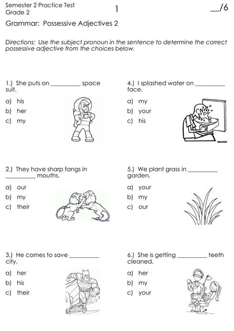 Grammar Possessive Adjectives Test Practice 2 Worksheet Live Worksheets