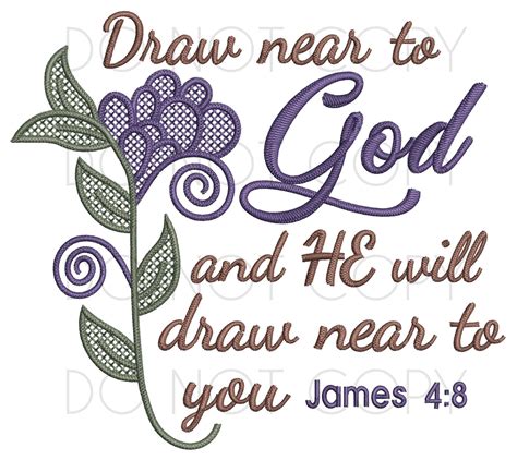 Draw Near To God Embroidery Design Instant Download Digital Pattern.