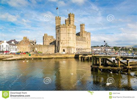 Caernarfon Castle in Wales editorial stock photo. Image of fort - 102577493