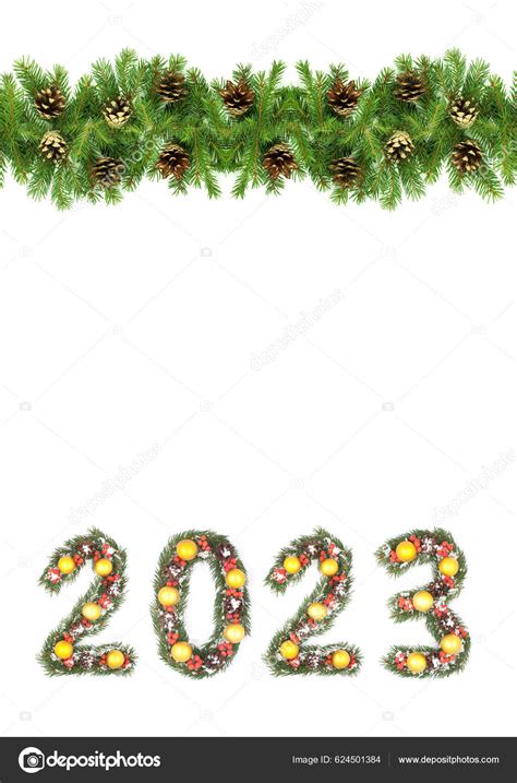 Christmas Tree Framework 2023 Number Made Christmas Tree Branches Isolated Stock Photo by ...