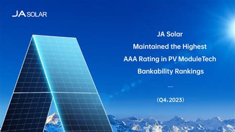 Ja Solar Maintains Highest Aaa Rating In Pv Moduletech Bankability Rankings