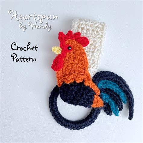 Crochet Pattern To Make A Rooster Kitchen Or Bath Towel Holder Ring