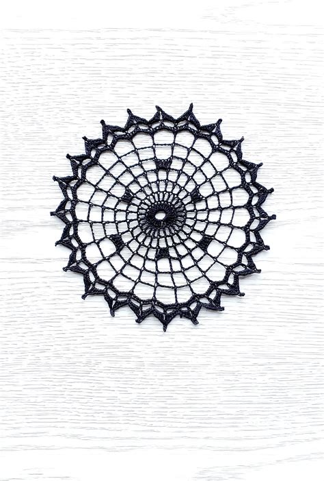 Handmade Crochet Black Doily Spider Web Crochet Doily Etsy