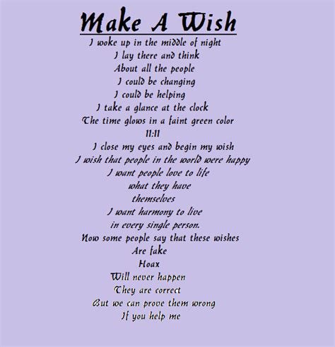 Make A Wish (A poem by me) by SkillzFanFerLife98 on DeviantArt