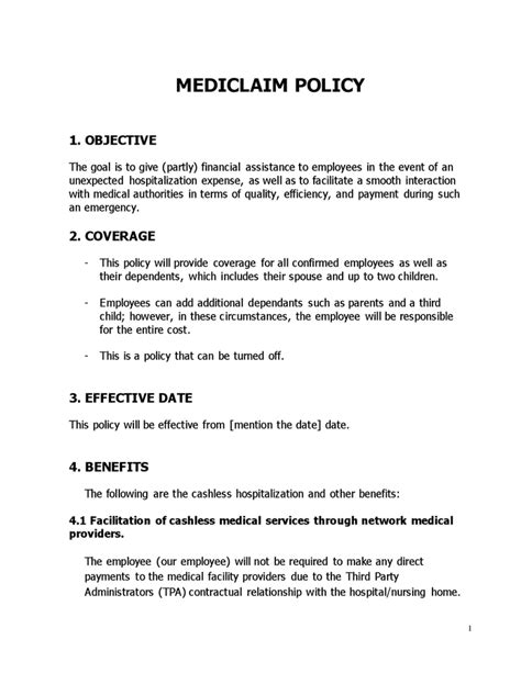 Mediclaim Policy In Word And Pdf Formats