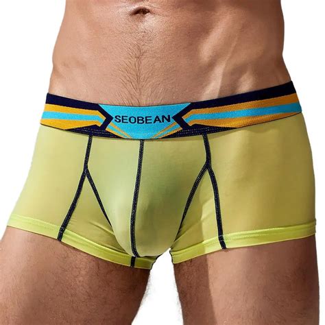 Seobean Underwear Mens Boxers Ice Silk Breathable Underpants