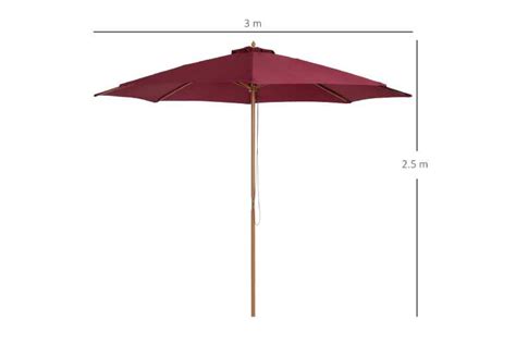 Outsunny M Bamboo Wooden Market Patio Umbrella Garden Parasol Wowcher