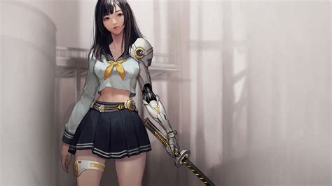 3840x2160 Warrior Anime Girl With Sword 4k Hd 4k Wallpapersimagesbackgroundsphotos And Pictures