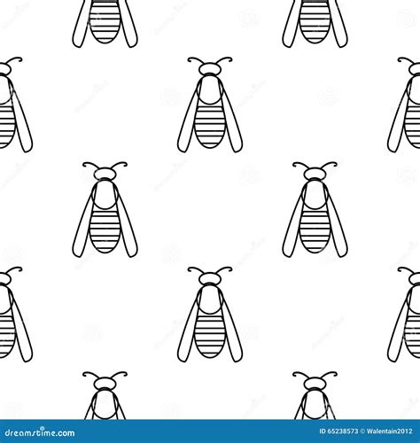 Seamless Vector Pattern With Insects Symmetrical Black And White Background With Wasps Stock