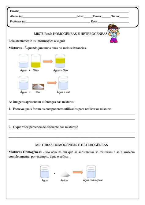 Ci Ncias Misturas Homog Neas E Heterog Neas Atividade De Ci Ncias