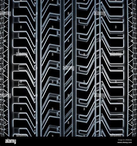 3d Rendering Rough Tire Pattern Or Tyre Texture On Black Background