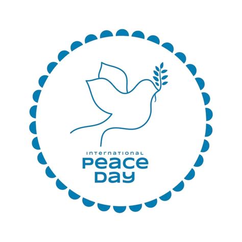 Free Vector 21st September World Peace Day Card With Line Art Dove