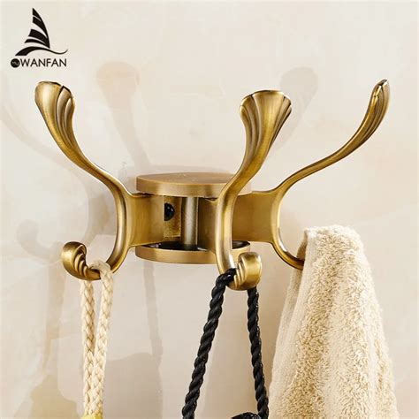 Robe Hooks Europe Rotation Three Hooks Gold Wall Clothes Rack Cloth ...