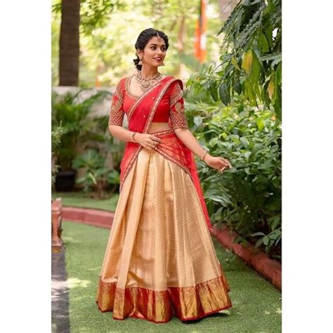 Designer Kanjivaram Silk Half Saree Lehenga Pure Zari Weaving South Indian Wedding Woman Saree