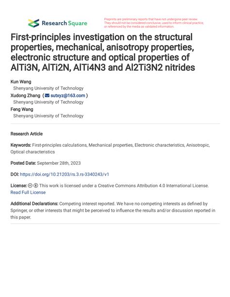 PDF First Principles Investigation On The Structural Properties