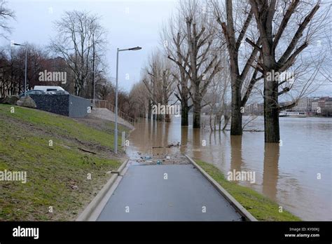 Flooded Neckar River In Mannheim Baden Wurttemberg Germany 06