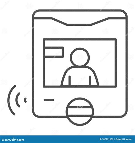 Intercom With Guest On Screen Thin Line Icon Smart Home Symbol Person