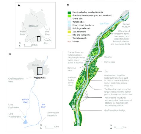 | Isar River Restoration Project in Munich, Germany. (A) Location Map,... | Download Scientific ...