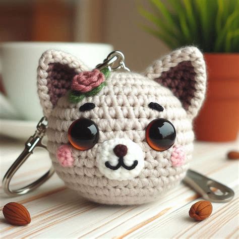 Adorable Crochet Cat Keychain