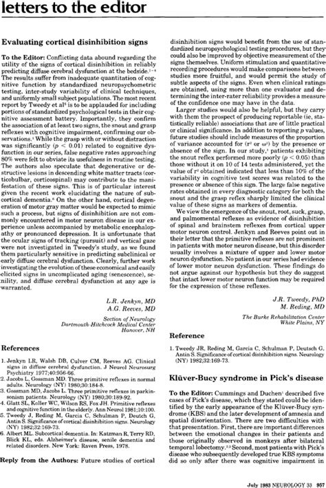 Klüver‐bucy Syndrome In Picks Disease Neurology