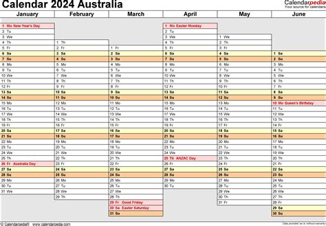 2024 Australian Calendar Printable