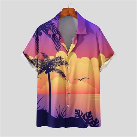 Poteti Men Summer Shirts Beach Plus Size Hawaiian Tropical Short Sleeve