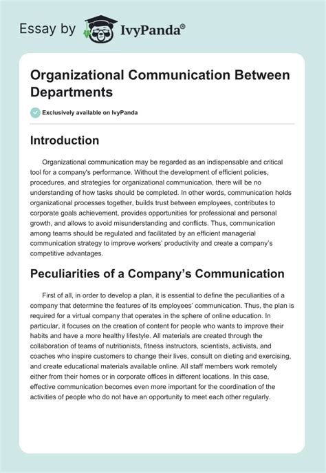 Organizational Communication Between Departments 1218 Words Essay