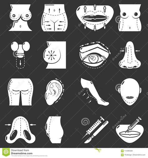 Vector Gris Fijado Iconos De Las Partes Del Cuerpo Ilustración del