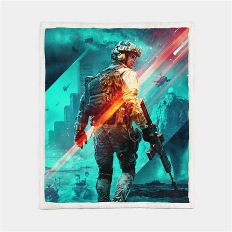 Battlefield 2042 Neon Art Video Game Sherpa Fleece Blanket