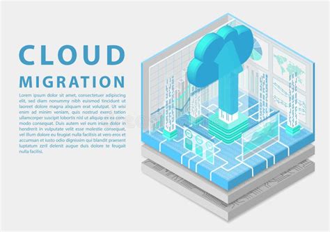 Concepto De La Migración De La Nube Con Símbolo De La Flecha Flotante