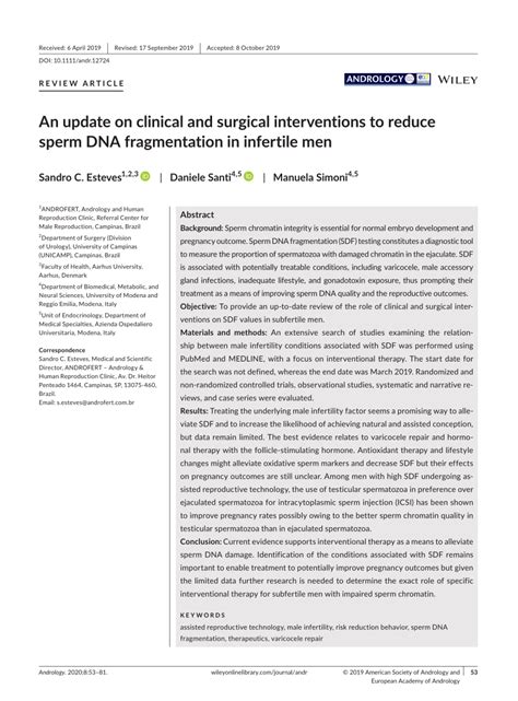 Pdf An Update On Clinical And Surgical Interventions To Reduce Sperm