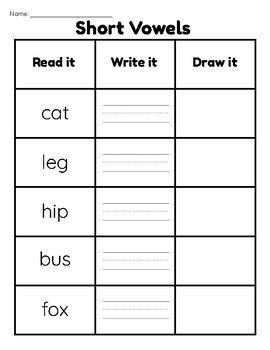 Short Vowels By Haley Dotson TPT