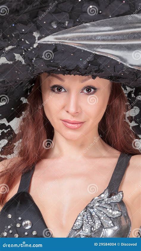 Portrait Of Beautiful Lady In A Lace Hat Stock Photo Image Of Closeup