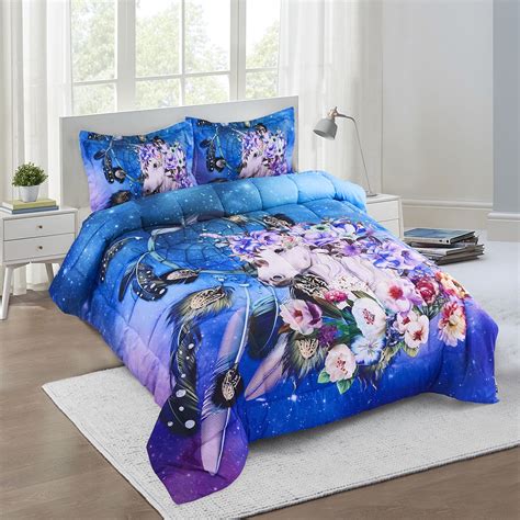 3d Bedding Set 3 Piece Queen Size Unicorn Animal Print Comforter Set