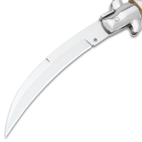 Pearl Curl Blade Automatic Stiletto Knife Curved Stainless Steel