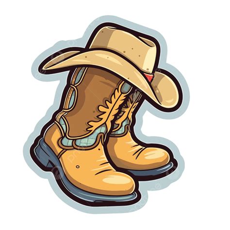 Botas De Campo Con Ilustración De Vector De Sombrero PNG Bota Vaquera