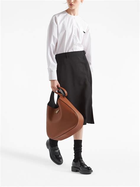 Prada Leather Shoulder Bag Brown Farfetch