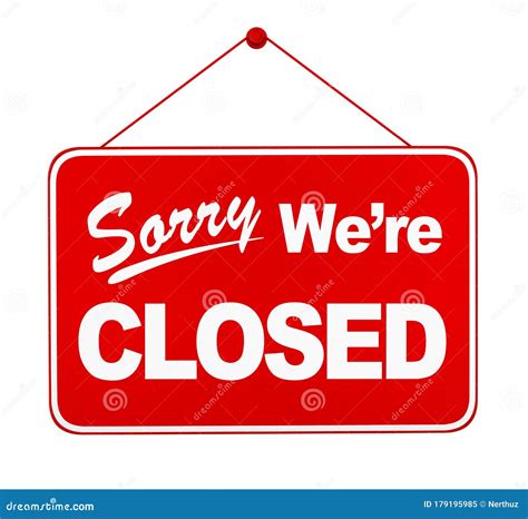 Sorry We Re Closed Sign Hanging Isolated Stock Illustration