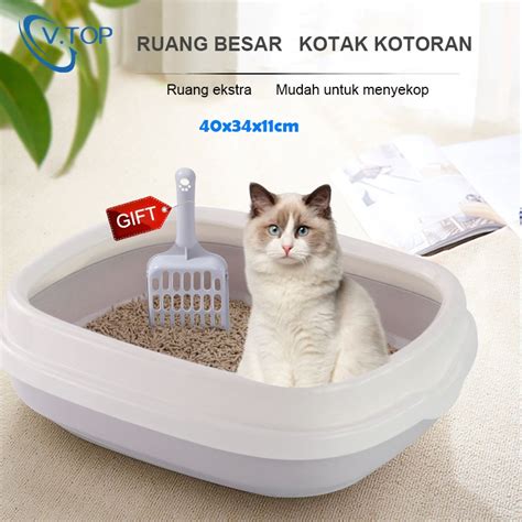 Jual V TOP Cat Litter Box 1 Sekop Sampah Toilet Kucing Tempat Bak