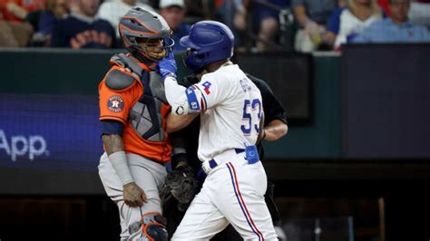 Texas Rangers, Houston Astros Benches Clear After Adolis Garcia Hit By ...