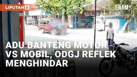 VIDEO Detik Detik Adu Banteng Motor Vs Mobil Di Banyuwangi Tingkah