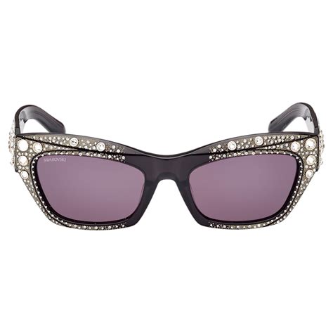 Sunglasses Cat Eye Shape Sk0380 01a Black Swarovski