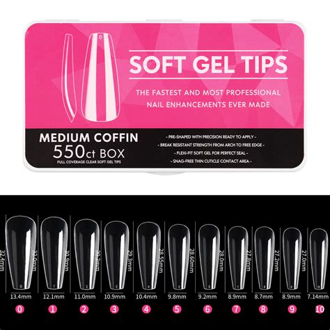 Tips Coffin 550 Unidades Flexibles Soft Gel Bloom Point