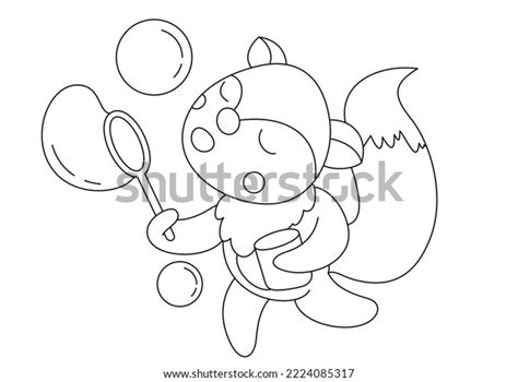 Cartoon Cute Fox Coloring Page Vector Stock Vector (Royalty Free ...