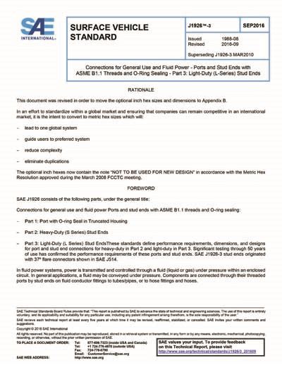 SAE J1926 Vs ISO 11926 Fittings Port Stud Tool Spec 50 OFF