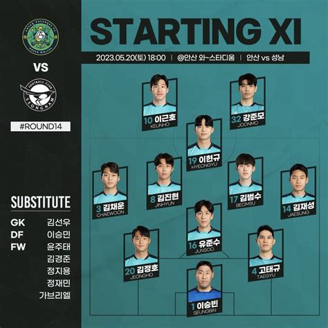 안산 Vs 성남 라인업 1600 킥오프 생활체육tv 쿠팡플레이 국내축구 에펨코리아