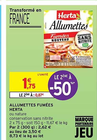 Offre Allumettes Fum Es Herta Chez Intermarche Hyper