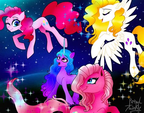 Safe Artist Petaltwinkle Izzy Moonbow Pinkie Pie Pinkie