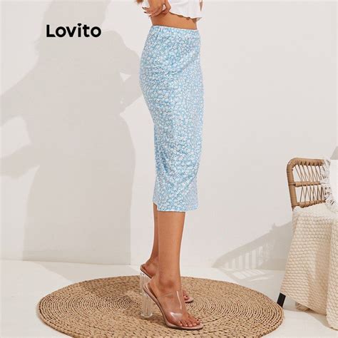 Lovito Boho Floral High Waist Split Skirt Women S Fashion Bottoms